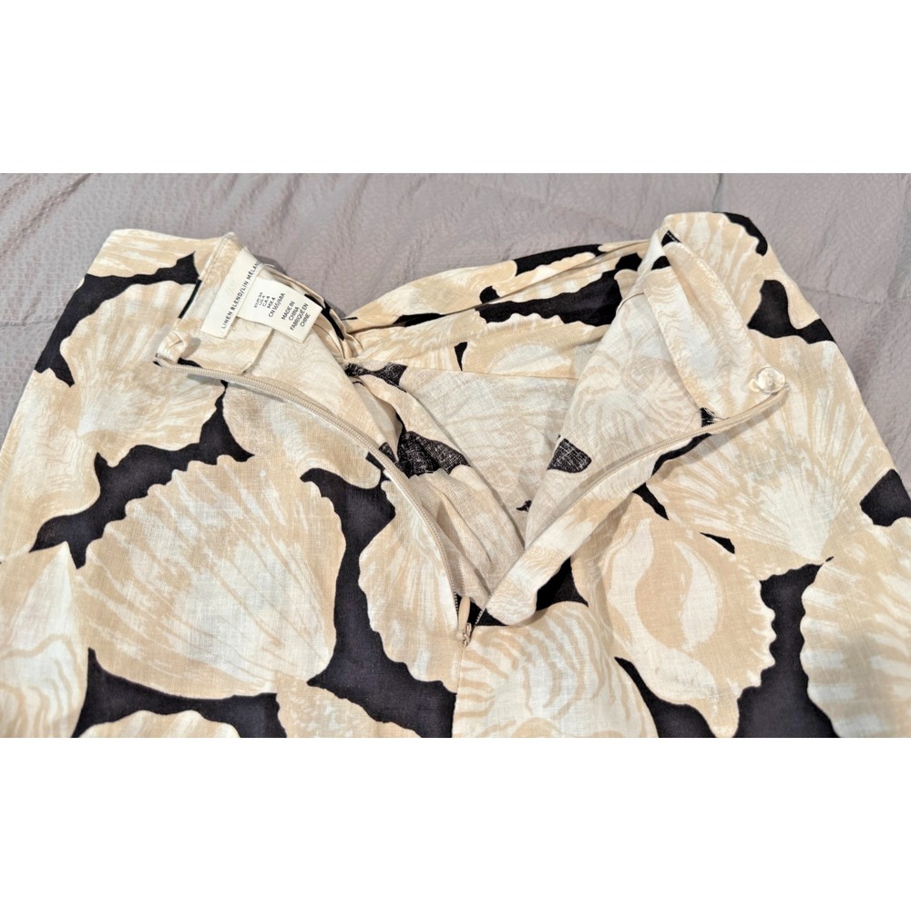 H&M Linen Blend Seashell 2 Piece Set S Top XS 4 Midi Skirt Tie Front Coastal - Picture 9 of 12